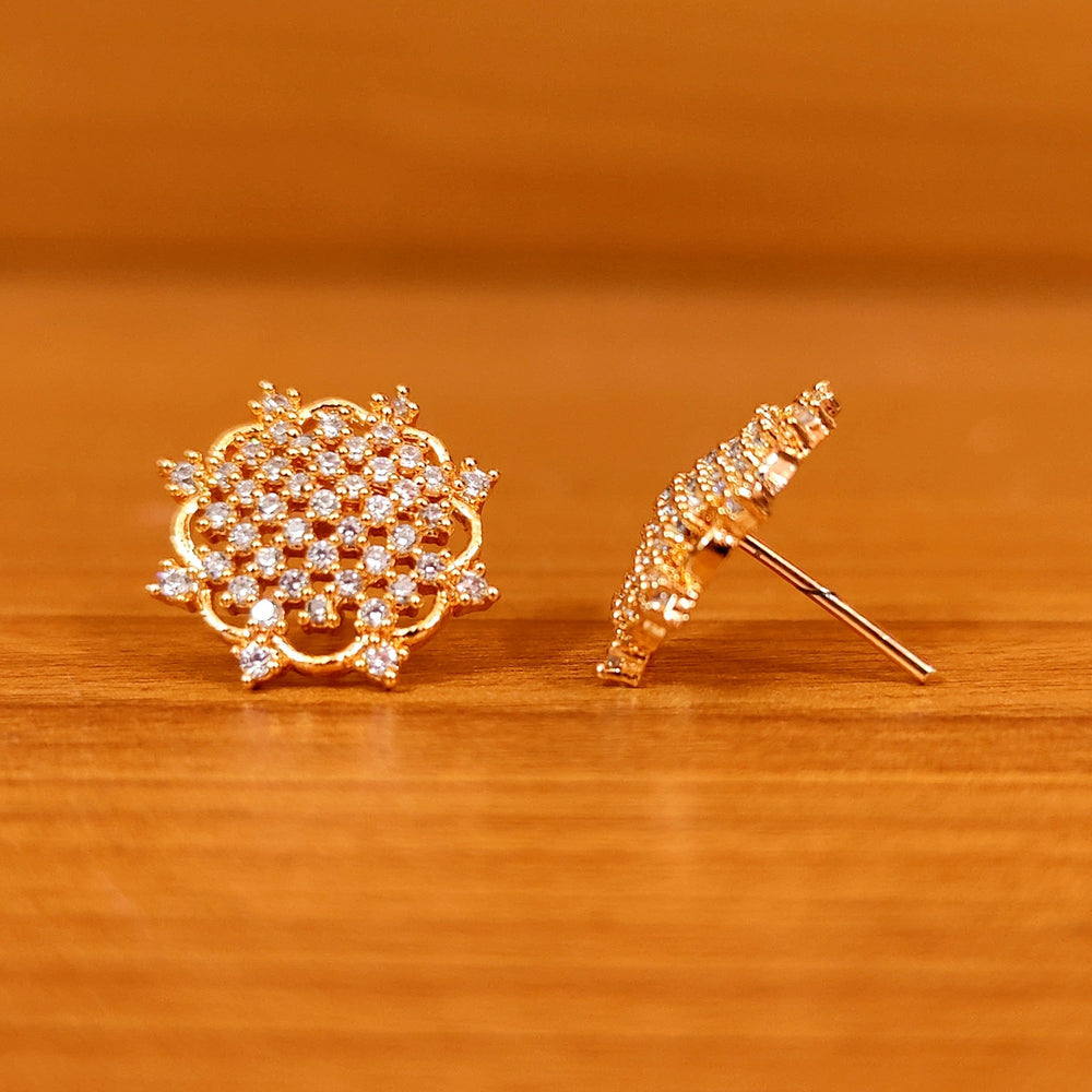 White Cubic Zircon with Gold Plated Studs- Diamond Look