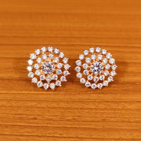 Solitaire Look Cubic Zirconia Studded Medium Size Studs 6