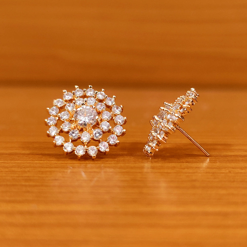 Solitaire Look Cubic Zirconia Studded Medium Size Studs