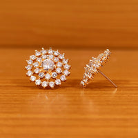 Solitaire Look Cubic Zirconia Studded Medium Size Studs 1