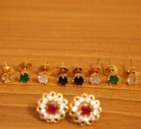 Flower Pattern Diamond Look Changeable Earrings 1