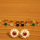 Flower Pattern Diamond Look Changeable Earrings
