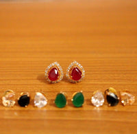Pear Shaped Diamond Look Changeable Earrings 3