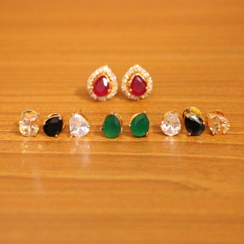 Pear Shaped Diamond Look Changeable Earrings