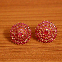 Semi Precious Ruby Gold Plated Big Size Studs 2