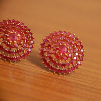 Semi Precious Ruby Gold Plated Big Size Studs 1