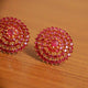 Semi Precious Ruby Gold Plated Big Size Studs