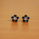 Blue Sapphire Diamond Look Flower Pattern Earrings