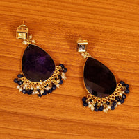 Semi Precious Blue Quartz Kundan Earrings 2