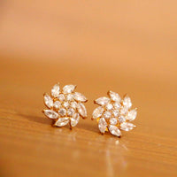 Diamond Look Flower Shaped Gold Look Studs 3