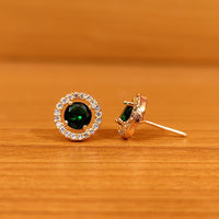Garnet Green Round Shaped Solitaire Look Studs 1