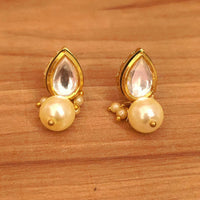 Pear Shaped Kundan Meenakari Pearl Earrings 2