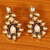 Royal Blue Meenakari Kundan Polki Earrings 2