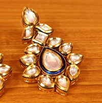 Royal Blue Meenakari Kundan Polki Earrings 1