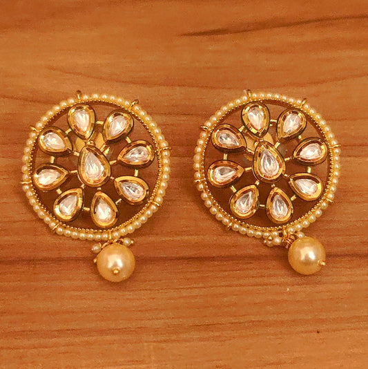 Kundan Meenakari & Pearl Big Earrings