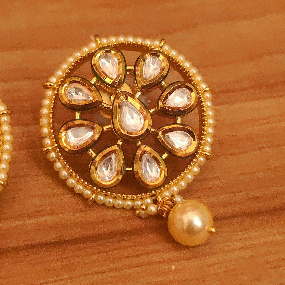Kundan Meenakari & Pearl Big Earrings