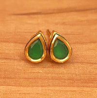 Emerald Green Look Kundan Meenakari Studs 1