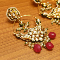 Ruby Quartz Kundan Look Chandbali Earrings 1