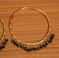 Black Crystal Gold Look Hoops 1