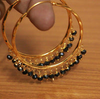 Black Crystal Gold Look Hoops 2