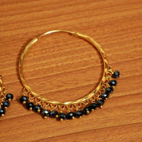 Black Crystal Gold Look Big Hoops 1