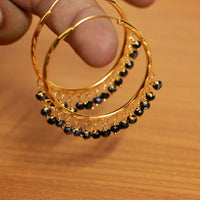 Black Crystal Gold Look Big Hoops 2