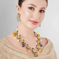 Ethnic Kundan Meenakari Multicolour Necklace Set 1