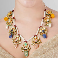 Ethnic Kundan Meenakari Multicolour Necklace Set 2