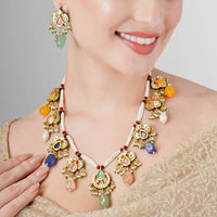 Ethnic Kundan Meenakari Multicolour Necklace Set 3