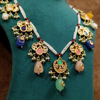 Ethnic Kundan Meenakari Multicolour Necklace Set 4