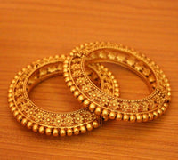 Antique Matt Gold Plated Flower Look Pacheli Bangles 4