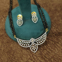 Elegant CZ Diamond Look Black Beads Mangalsutra Set 4