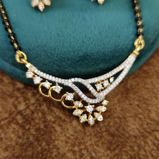Elegant Diamond Pattern gold plated Mangalsutra Set