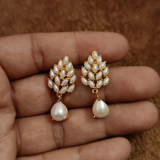 Ethereal Pearl Halo – Gold-Plated Pearl Earrings
