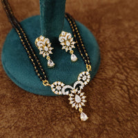 Floral Drop CZ Diamond Look Mangalsutra with Earrings 5