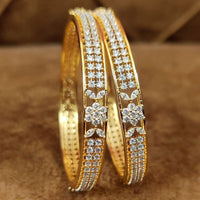 Floral Shine Gold Plated CZ Stone Bangles 4