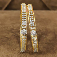 Floral Shine Gold Plated CZ Stone Bangles 1