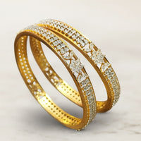 Floral Shine Gold Plated CZ Stone Bangles 5