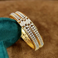 Floral Shine Gold Plated CZ Stone Bangles 6