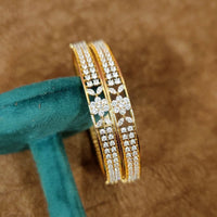 Floral Shine Gold Plated CZ Stone Bangles 2