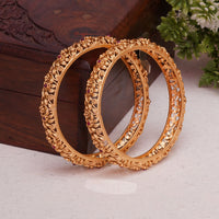 Anti-tarnish Antique Handcarved Gold Look Alike Ruby Bangles 7