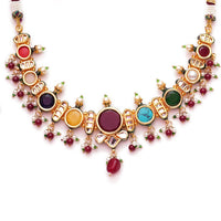 Multicolour Navratan Kundan Look Necklace Set 2