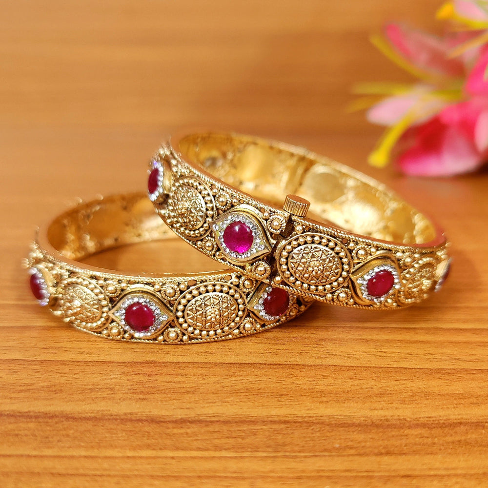 GOLD PLATED CZ RAJWADI POLISH OPENABLE BANGLES