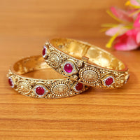 GOLD PLATED CZ RAJWADI POLISH OPENABLE BANGLES 1