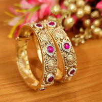 GOLD PLATED CZ RAJWADI POLISH OPENABLE BANGLES 2