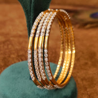 GOLD PLATED MICROSETTING SOLID SET OF 4 BANGLES 5