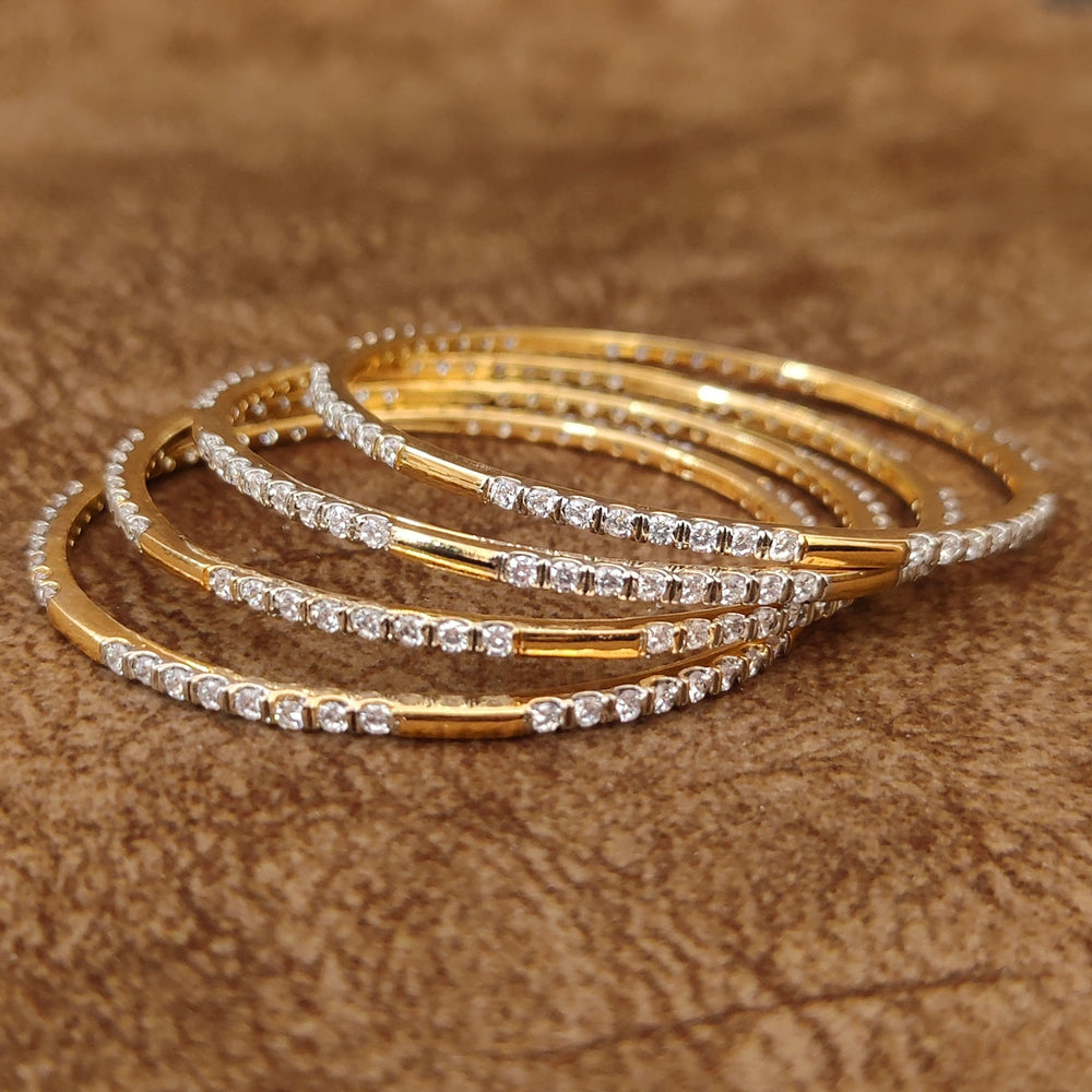 GOLD PLATED MICROSETTING SOLID SET OF 4 BANGLES