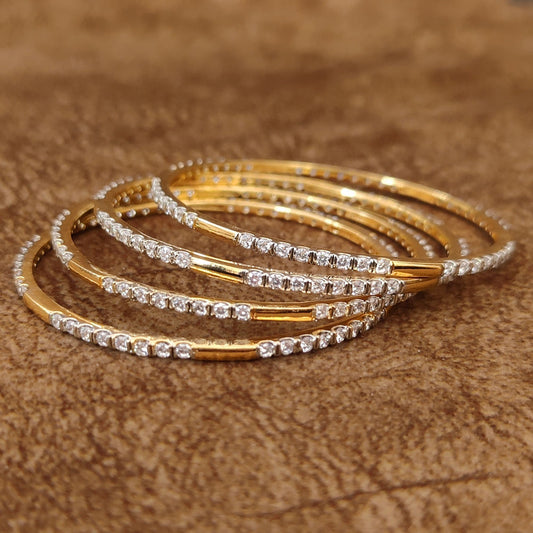 GOLD PLATED MICROSETTING SOLID SET OF 4 BANGLES