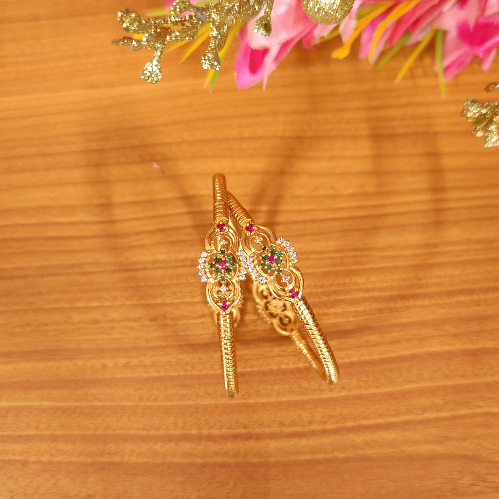 GOLD PLATED SLEEK MULTICOLOUR CZ BANGLES