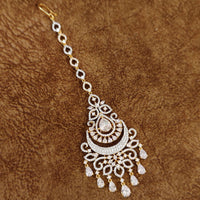 GORGEOUS GOLD PLATED DIAMOND LOOK BRIDAL MAANG TIKKA 2